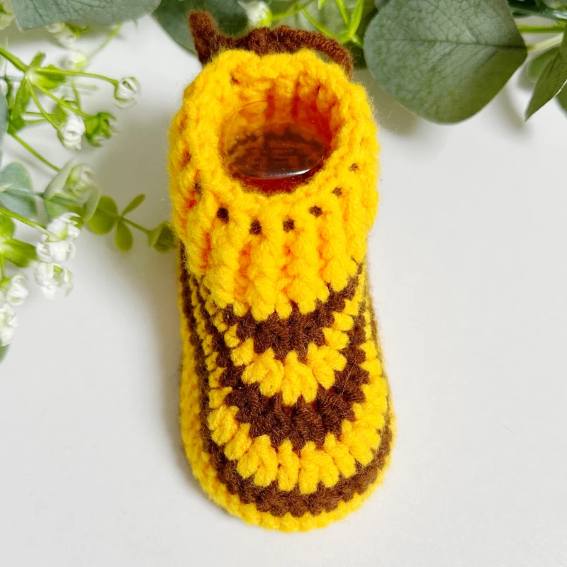 纯手工毛线钩织宝宝鞋学步鞋双层软底软面儿一周岁以内小短靴成品