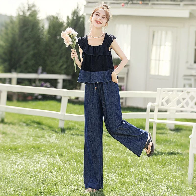 丝柏舍2025棉秋季新款女装上衣搭休闲裤两件套时尚套装S52B1451N