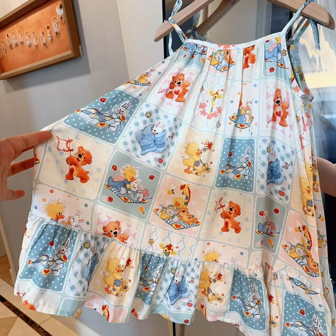 103鸭子  新款女童夏季绵绸小吊带裙背心裙