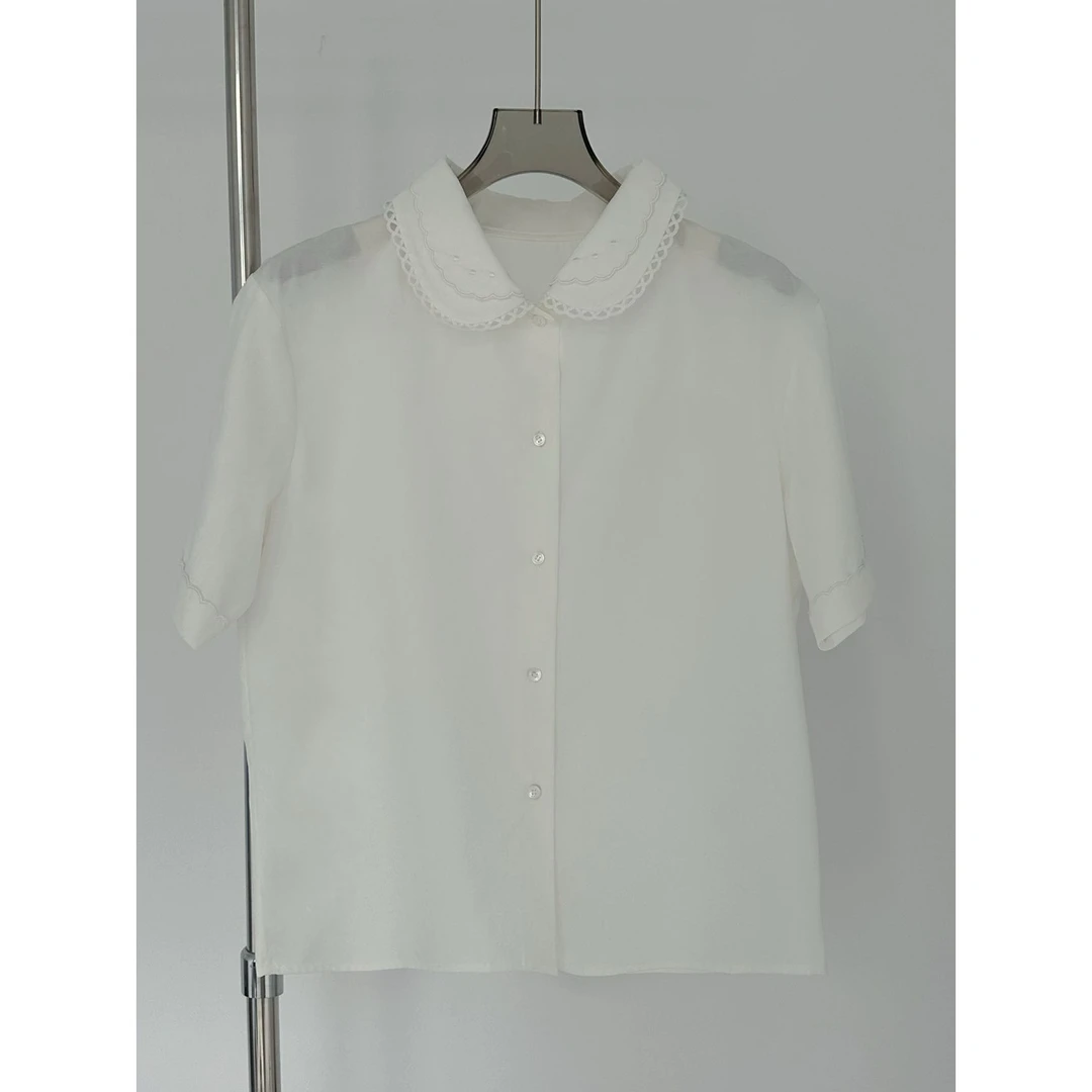 『朱小姐』蕾丝花边棉麻衬衫 F978