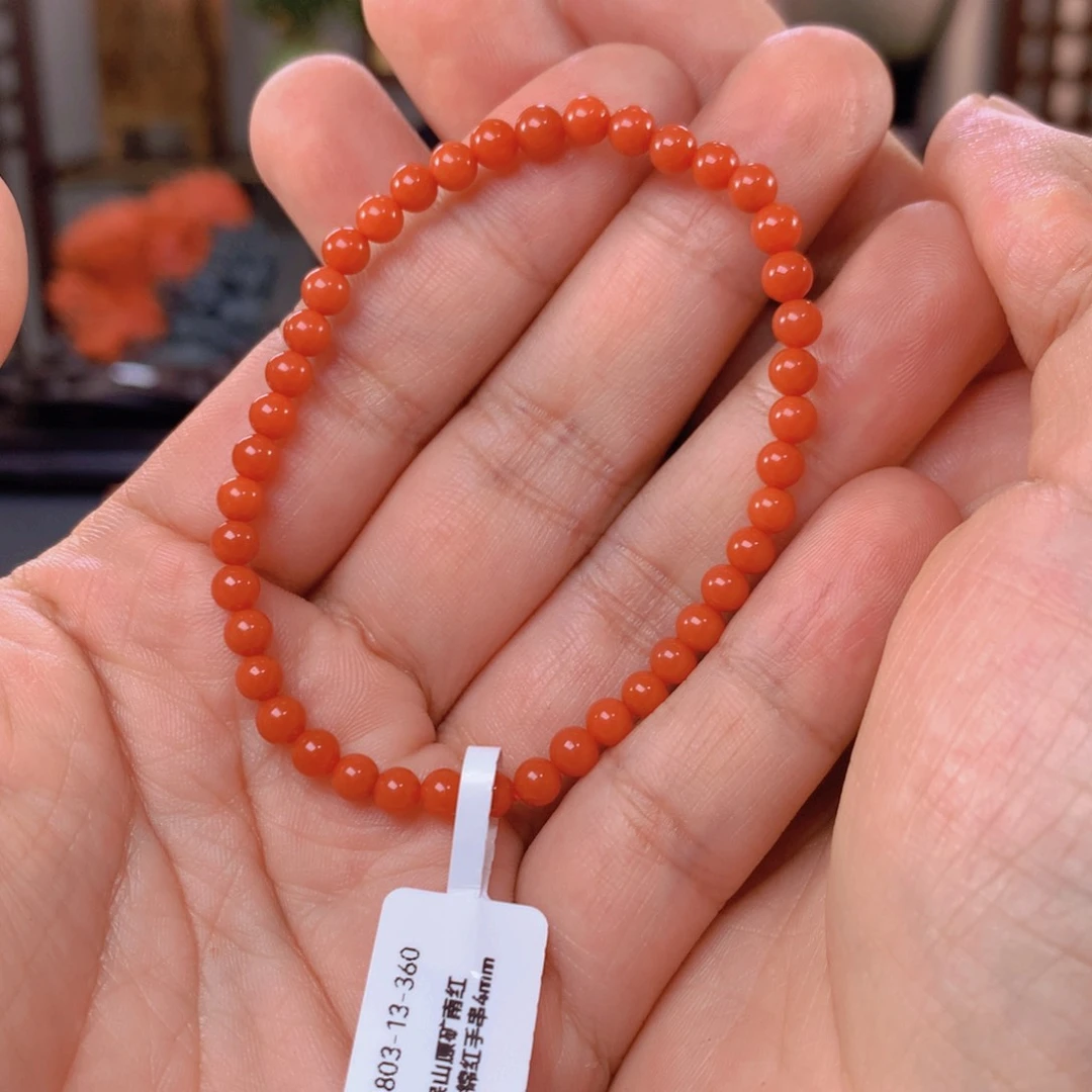 南红玛瑙手串未镶嵌4mm+官坡锦红单圈手串