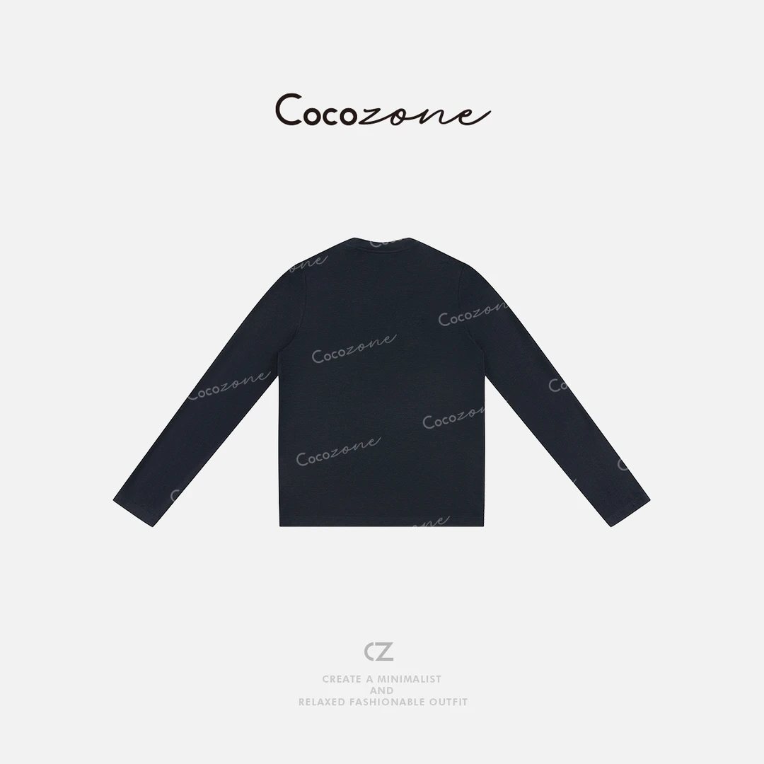 COCO ZONE 刘一一“每日t” 莱赛尔绵羊毛春季简约长袖T恤CD1A0108