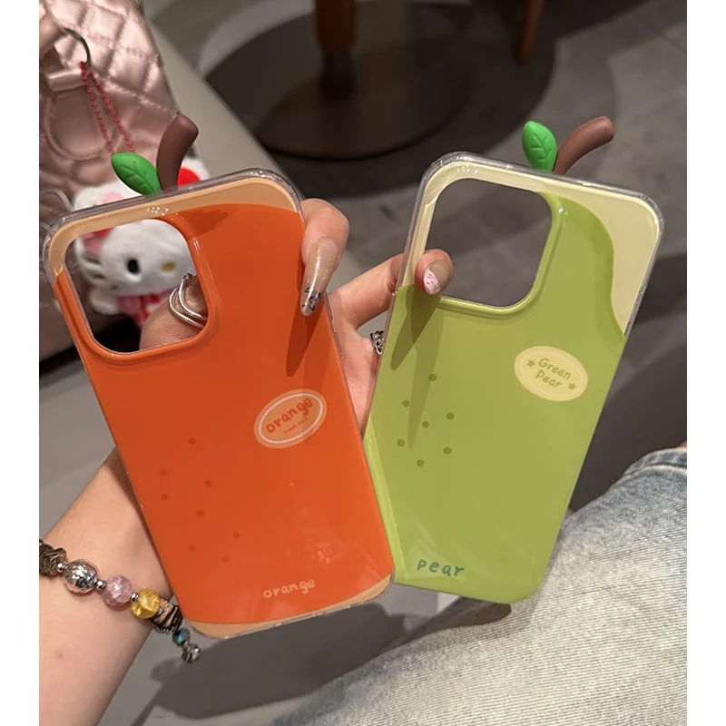 夏日立体橘子雪梨适用iPhone苹果16/15手机壳13华为vivo小米oppo