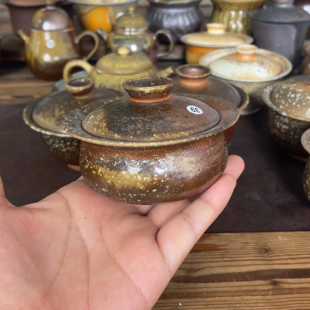 拿****?39盖碗小盖碗。   柴烧