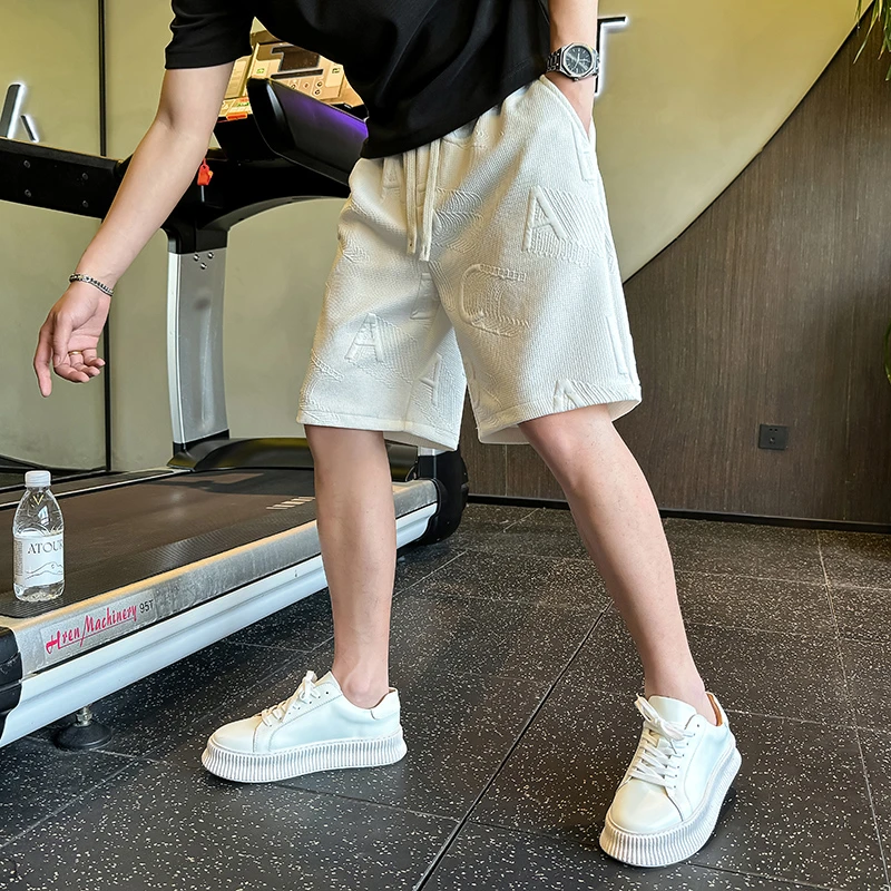 男士立体字母短裤休闲宽松运动外穿大裤衩2025新款夏季薄款五分裤