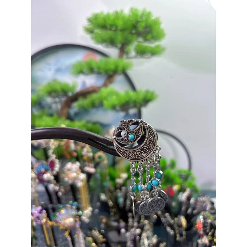 K33银色流苏时尚百搭发簪简约手工发簪18公分