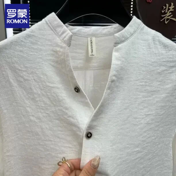 罗蒙2025夏季新款男士时尚休闲百搭T恤简约高级感轻薄透气清爽短