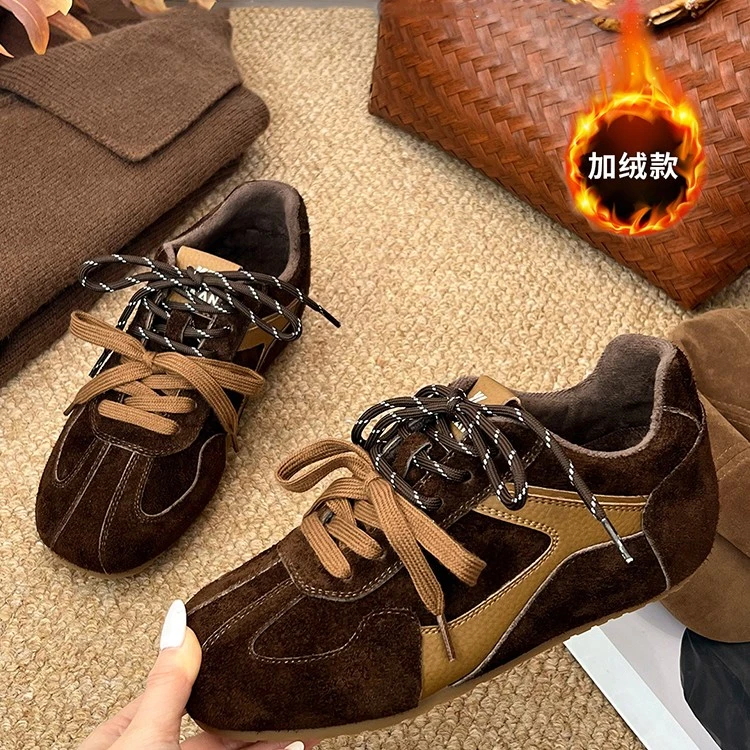 内增高高颜值6cm德训鞋女2025秋冬新款加绒休闲阿甘鞋板鞋女款