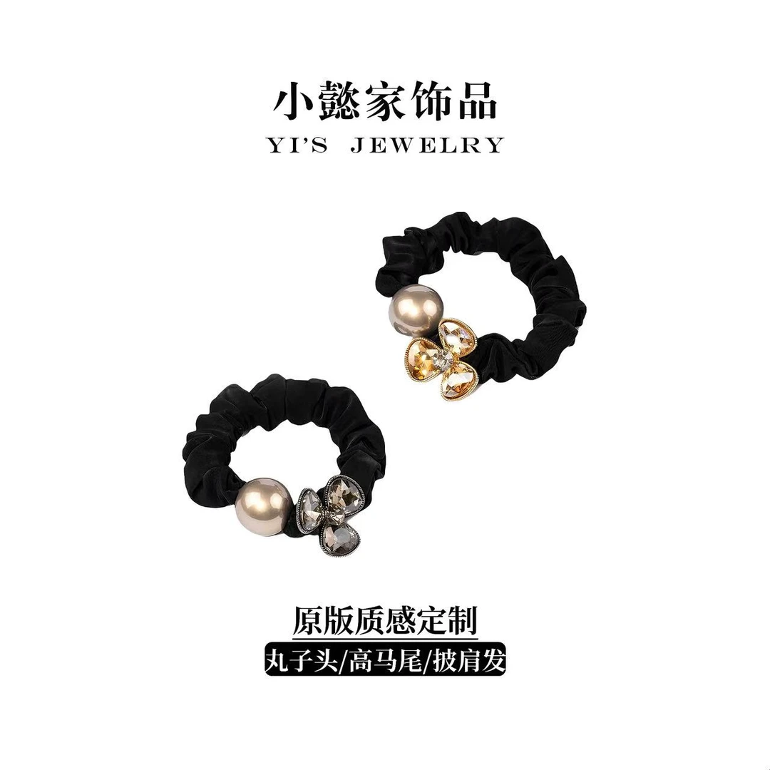 小懿家特惠【水晶三叶草发绳】女高弹力后脑勺扎头发发圈头绳发饰