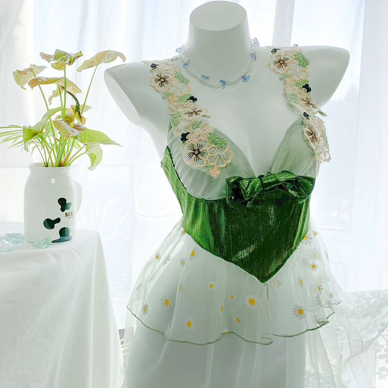 语萱娜【90-220斤】大码女士蕾丝胖妹妹气质连衣裙睡裙1件装AXSQ049