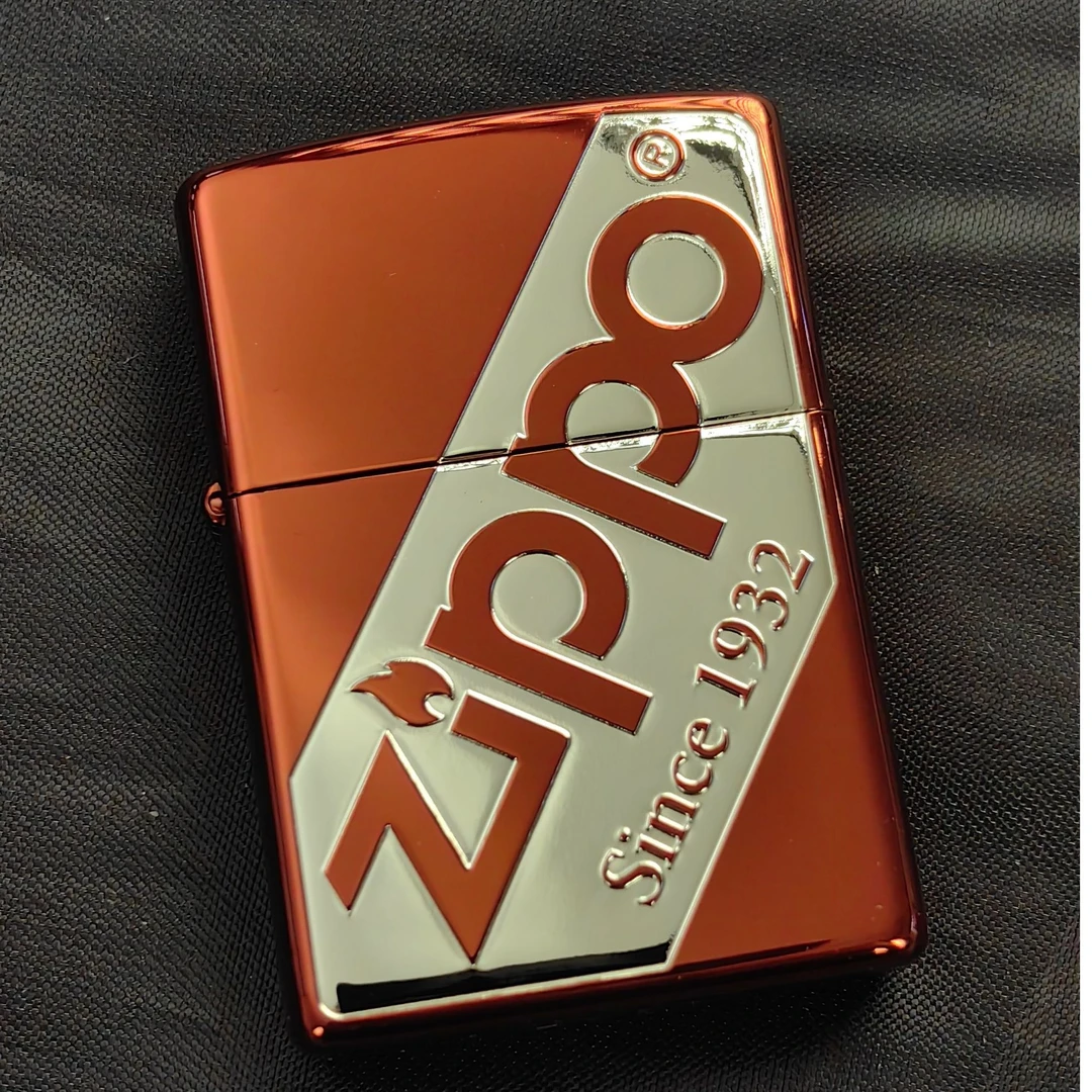 ZIPPO 打火机正品  红钛烫银logo斜纹标志 1468 【大白专属】