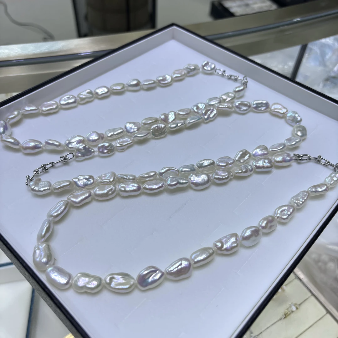 【人鱼姬】碎银子10-15mm爆大点位淡水珍珠项链S925银 多样性发一