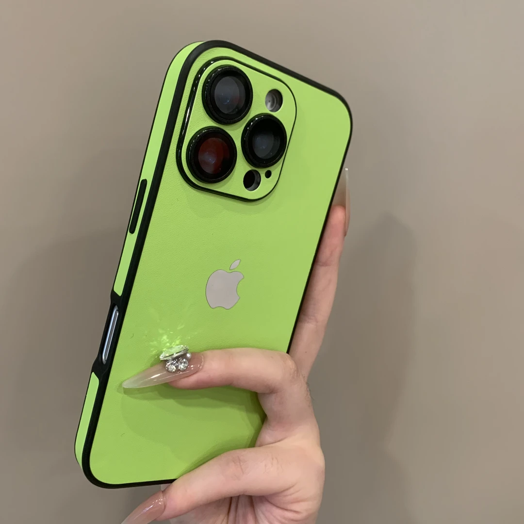 简约皮质全包适用iPhone16Promax苹果15手机壳14硬13镜头膜12/11.