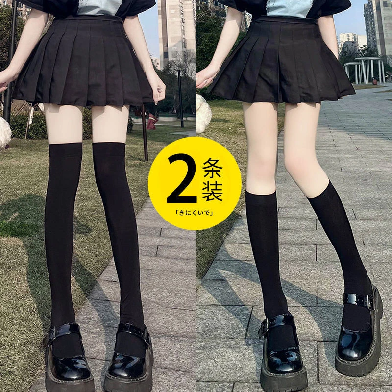 jk袜子小腿袜过膝袜不下滑勒腿春夏薄款显瘦加长款长筒袜中筒袜子