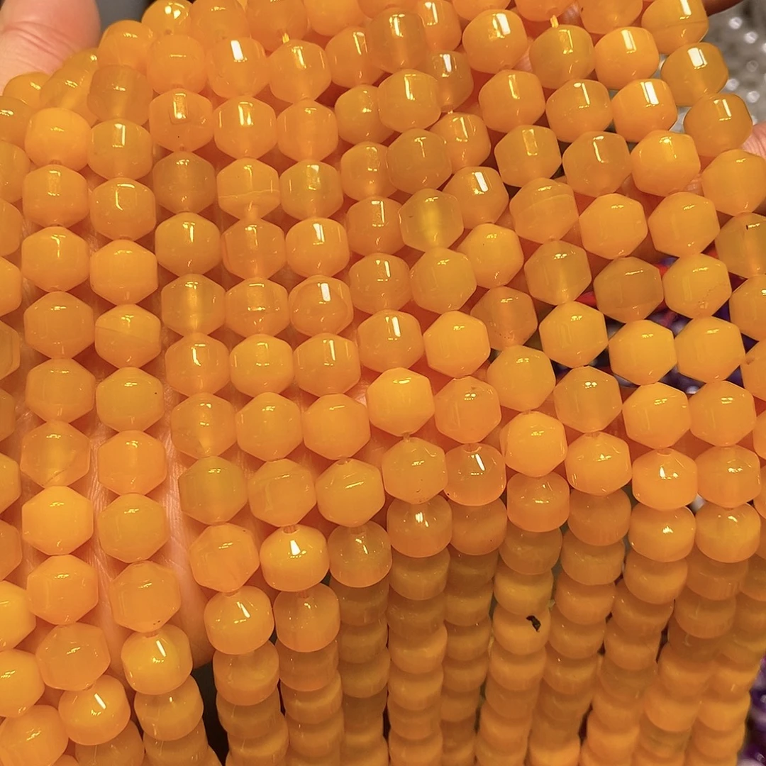 玛瑙/玉髓未镶嵌珠宝半成品天然鸡油黄玛瑙路路通一条10mm