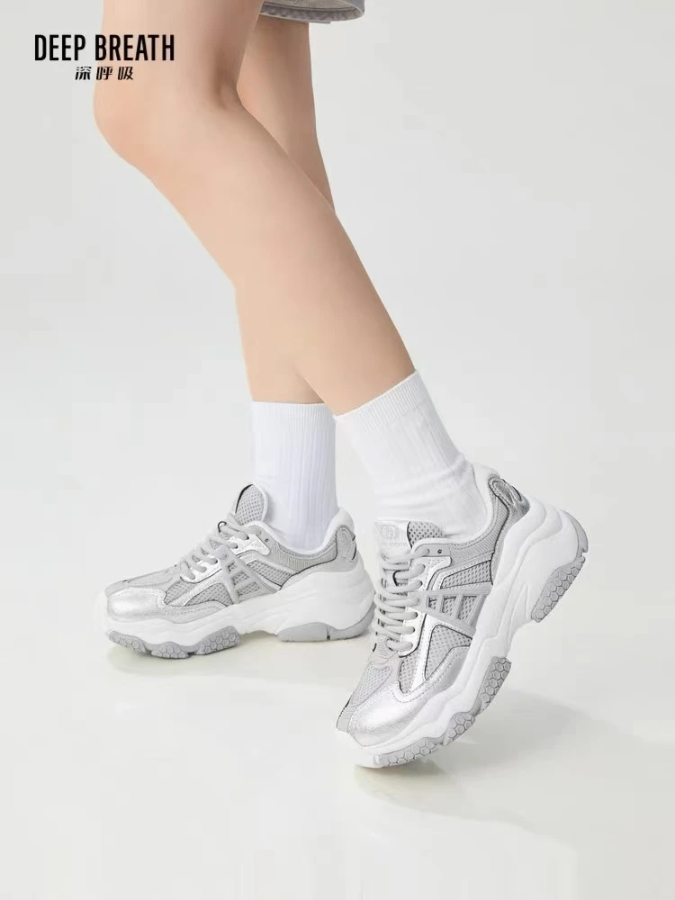 时尚透气白色潮流网面女鞋老爹鞋经典女款情侣复古跑鞋夏季厚底