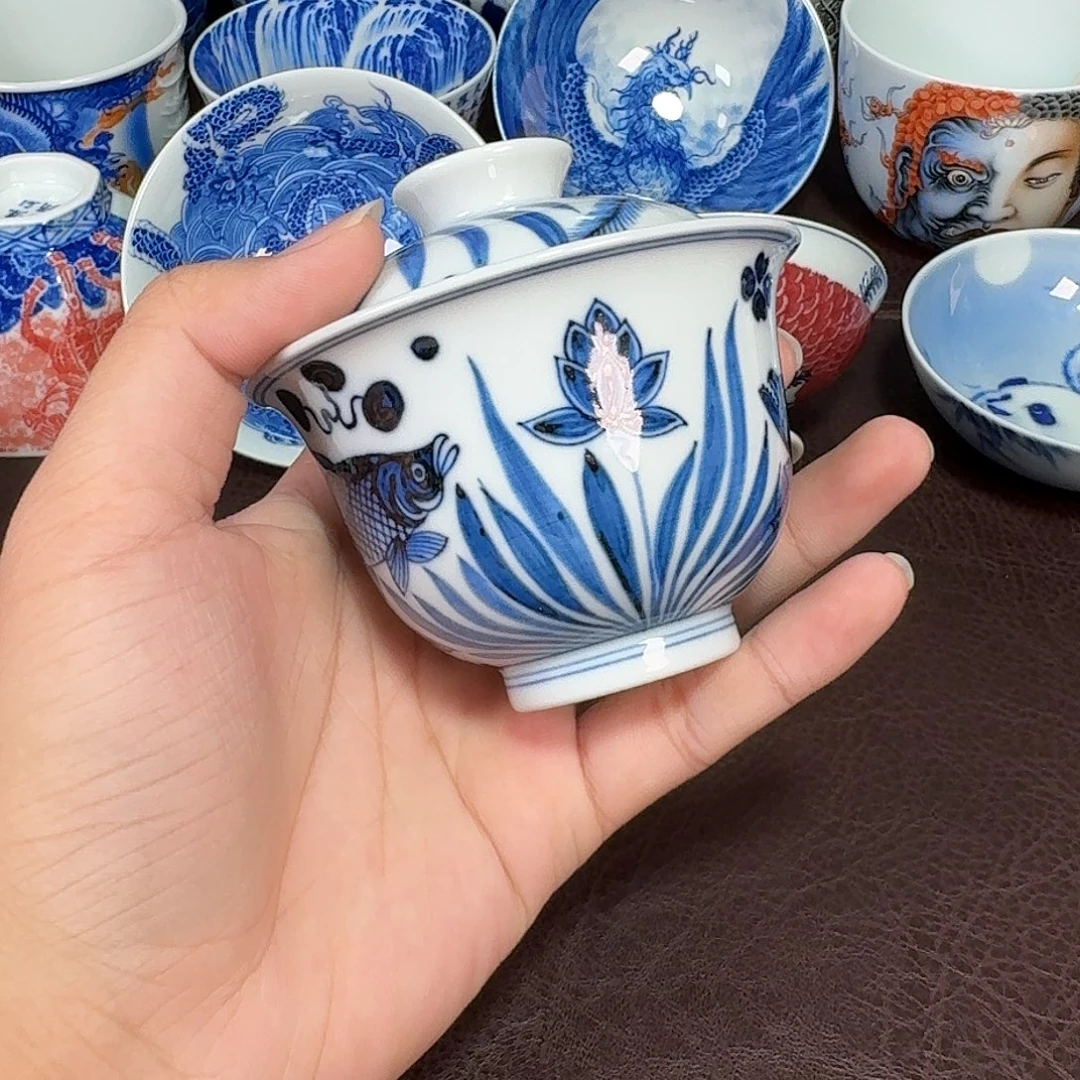 现代景德镇陶瓷盖碗