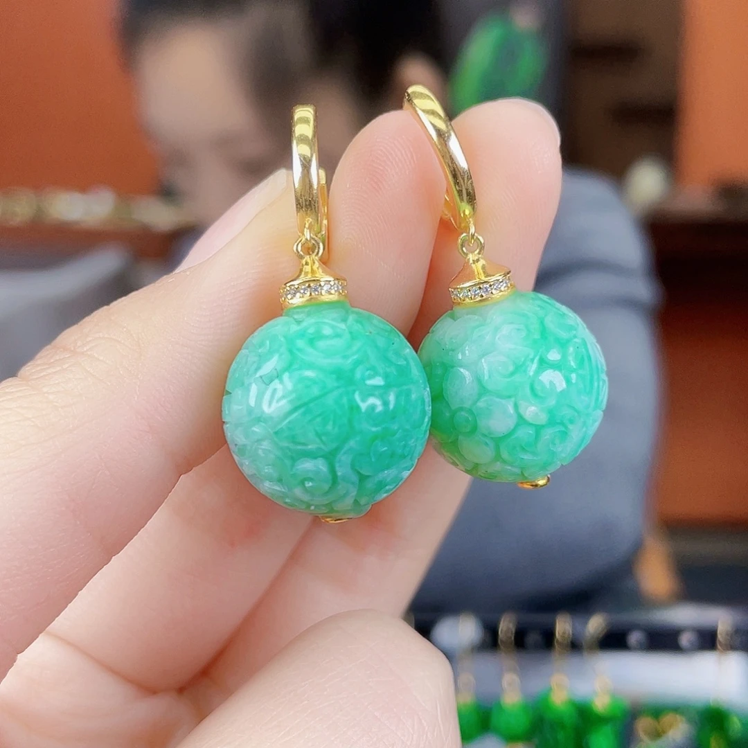 翡翠银S925镶嵌耳饰