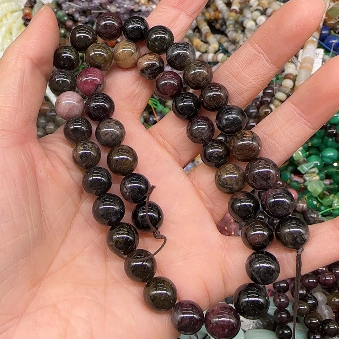 玛瑙/玉髓合金珠宝半成品碧玺9mm一条