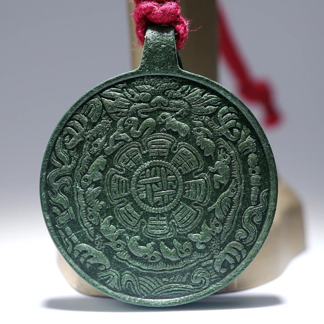 牛皮九宫八卦牌红绳手工钥匙扣双层可养变色喜物植鞣革头层牛皮