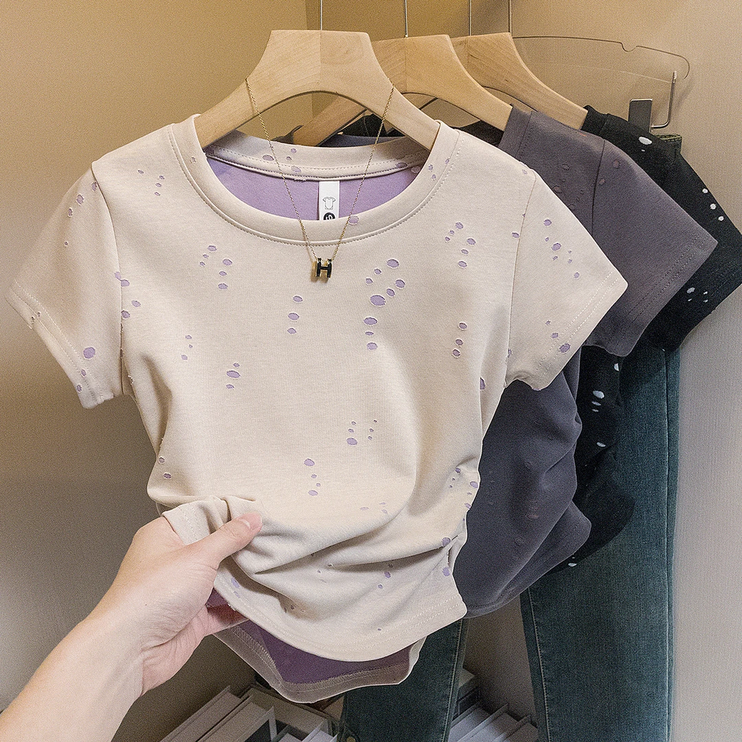 yoewshean/羽媗夏季微胖mm大码女装女性T恤常规不褪色简约风短袖