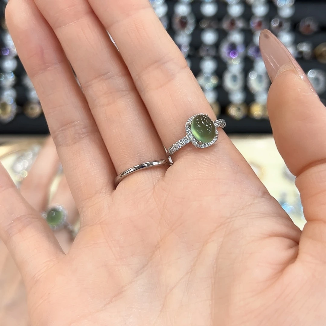 岫玉银S925镶嵌戒指?***✨