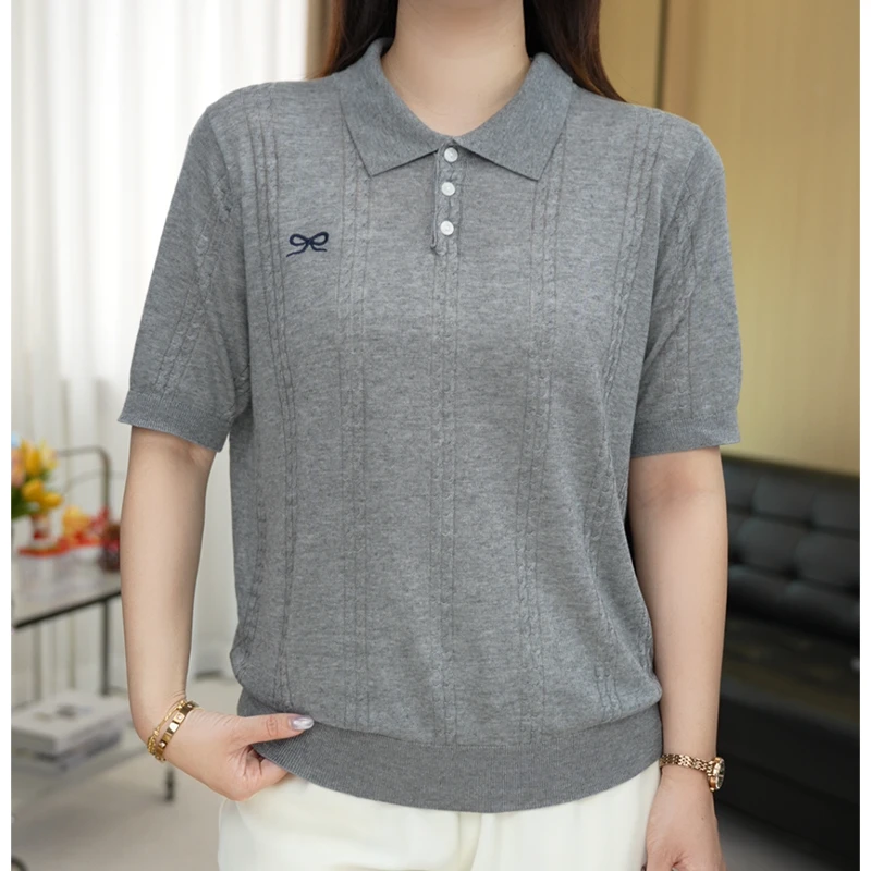 （刺绣蝴蝶结）2025新款韩系莱赛尔天丝上衣洋气百搭宽松套头打底衫