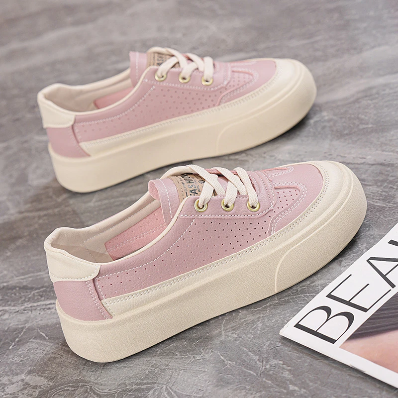 新款2025镂空圆头时尚休闲鞋学生可两穿板鞋夏季ins厚底女鞋