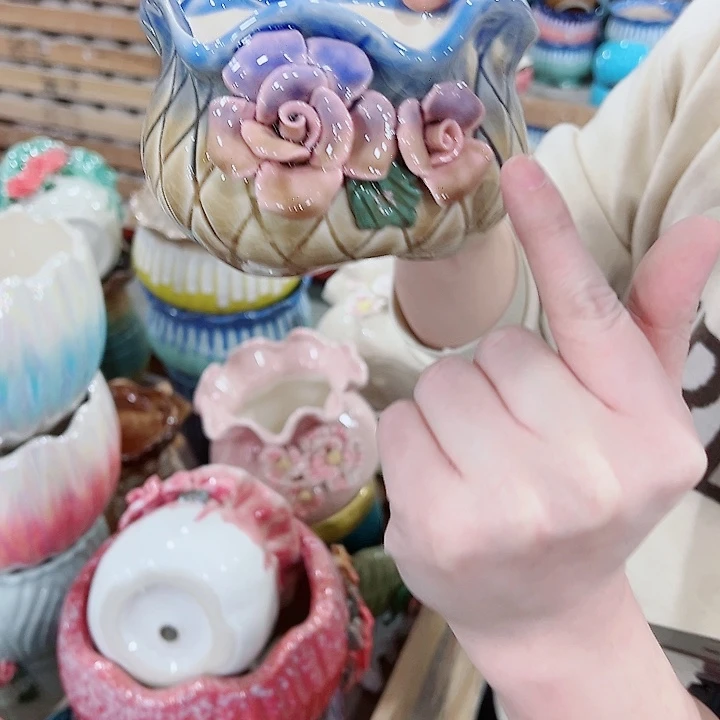 有孔，凑单福利满10元发货陶瓷多肉花盆！