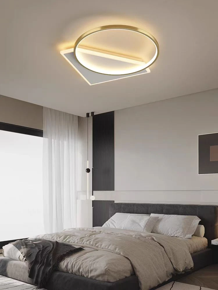 爆款客厅灯led吸顶灯网红现代中山灯具极简餐厅卧室D58三角圆金色