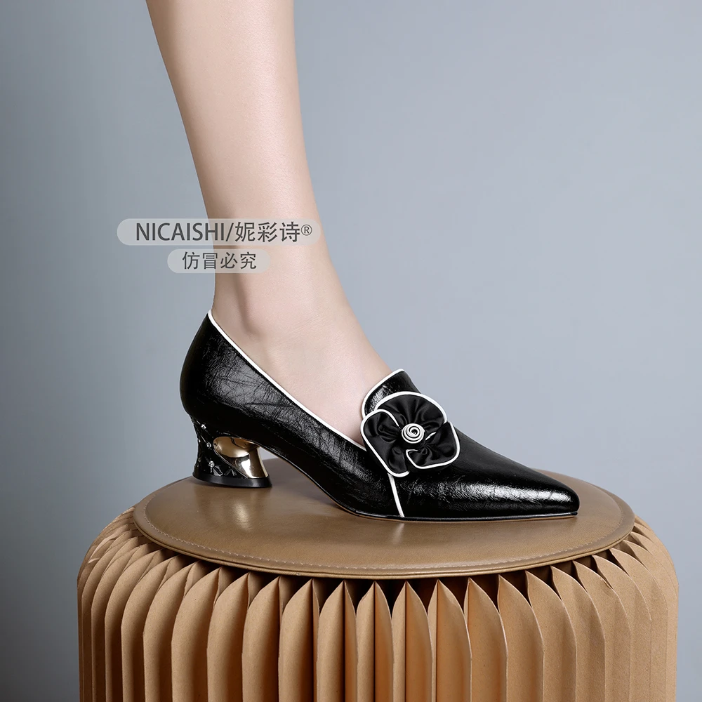 2025年新款欧美通勤浅口单鞋不累脚黑色气质女鞋百搭时尚尖头1188