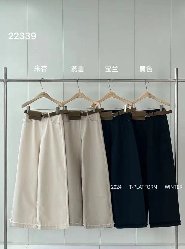 T台极简主义素洗细腰带显瘦阔腿裤 22339（福福）