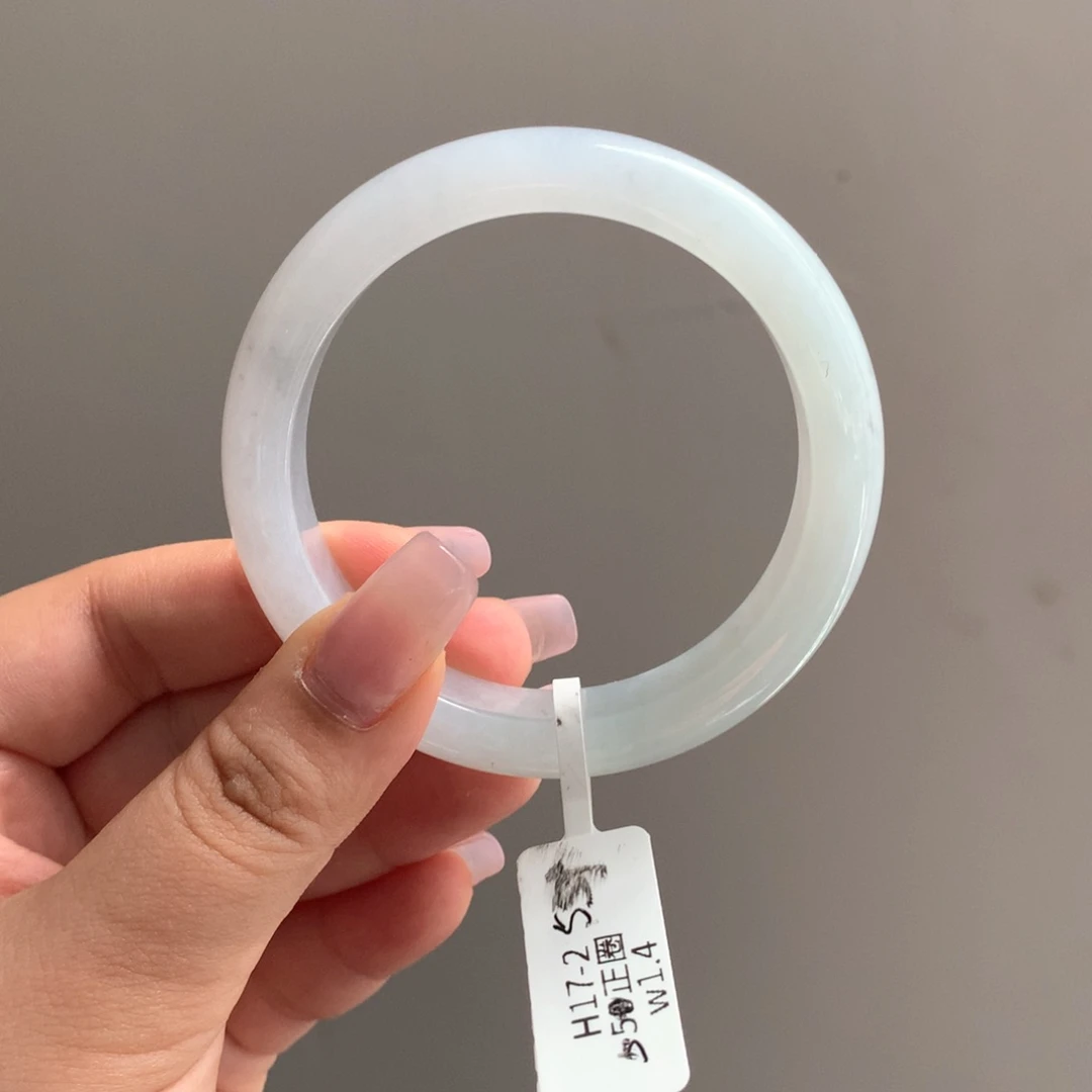 翡翠手镯未镶嵌15 55果冻白月光正圈