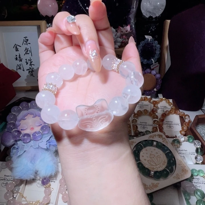 水晶手链银S925镶嵌天然