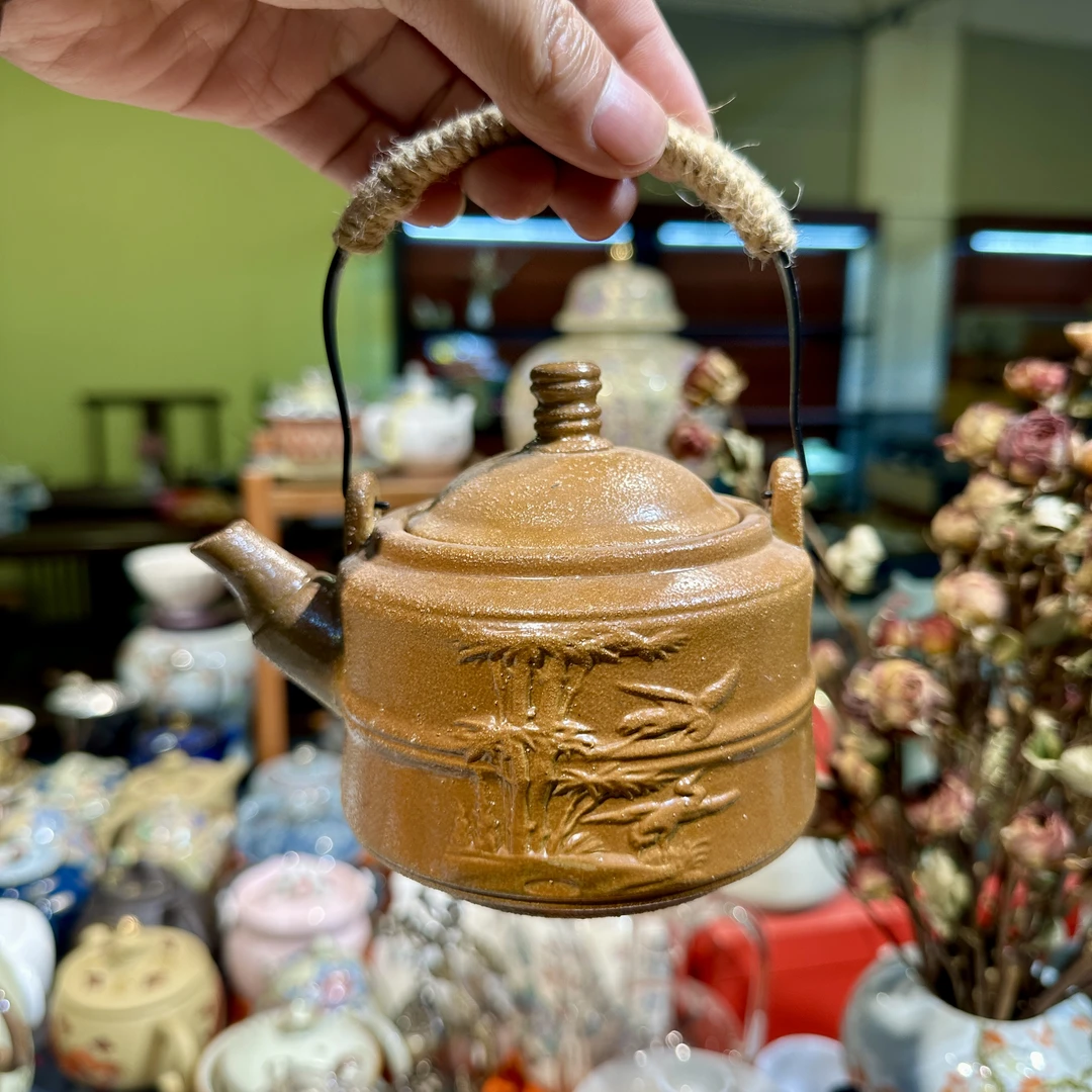 德化云仓 粗陶大节节高升提梁壶-2101