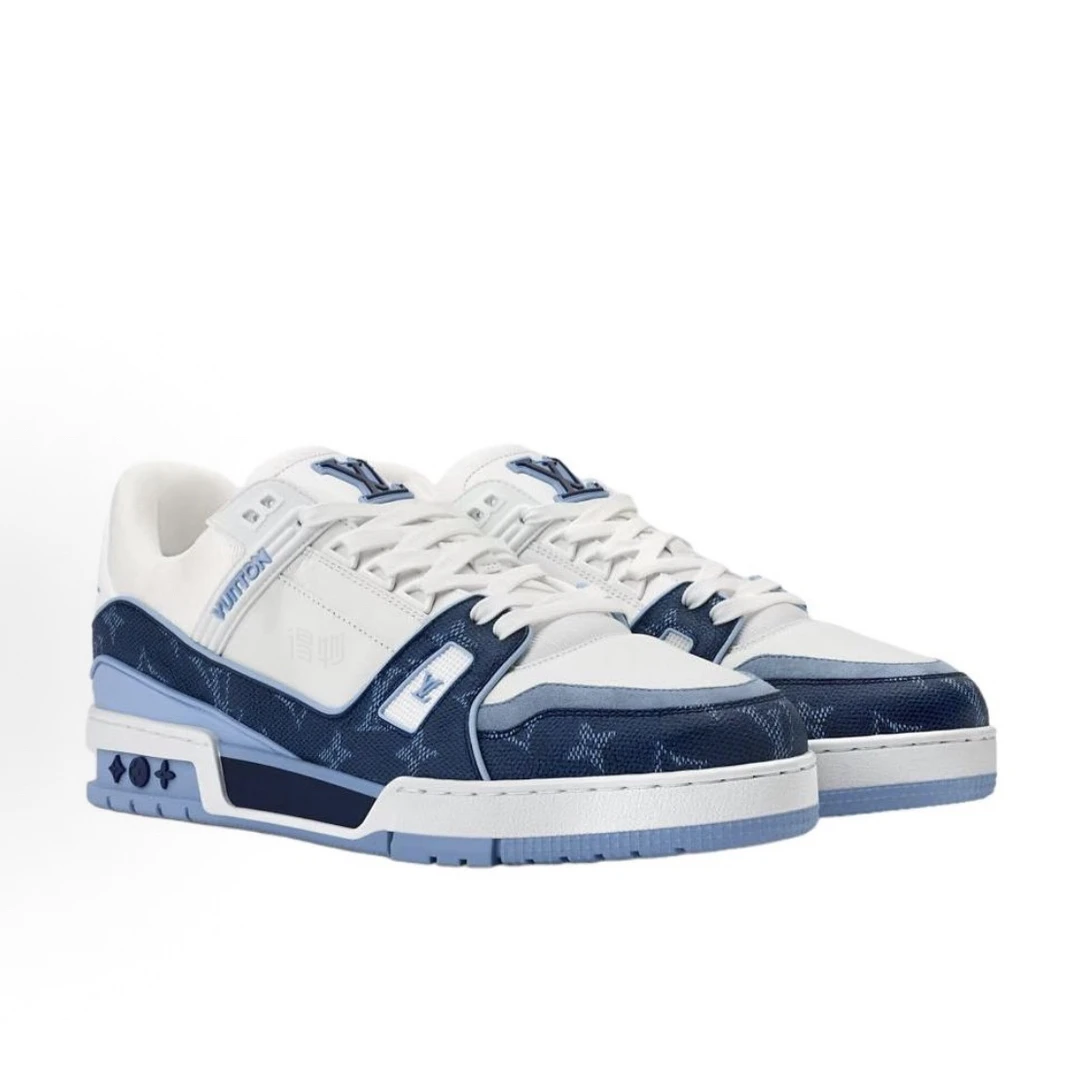 未使用 LouisVuitton/路易威登 26新款 白蓝牛仔拼接Trainer板鞋