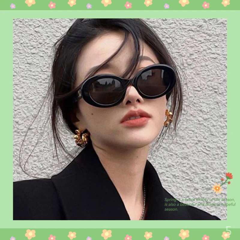 潮流复古偏光椭圆猫眼墨镜女款时尚防晒紫外线保护眼镜高级感