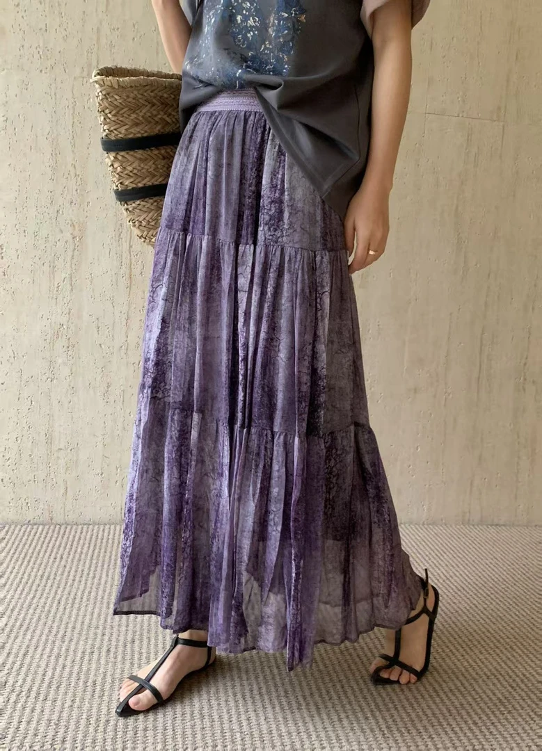 2025新款流行爆款半身裙夏时尚洋气中长款碎花A字裙女