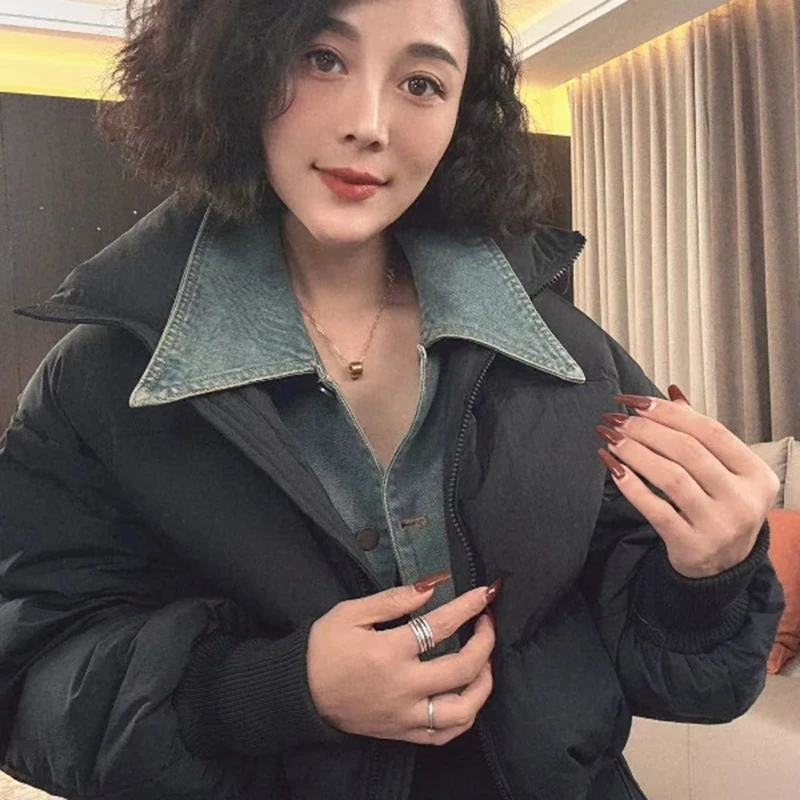 2025冬季新款高级感洋气设计宽松百搭棉衣假两件脱卸棉衣棉服女