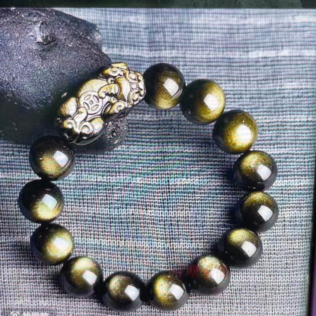 黑曜岩手串未镶嵌喻*关12