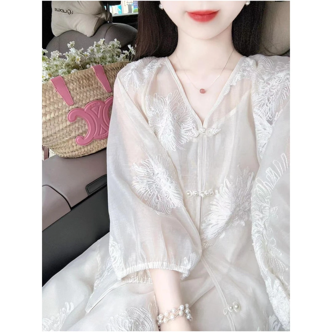 新中式国风外套女2025半身裙新款小香风提花V领气质洋气外搭上衣