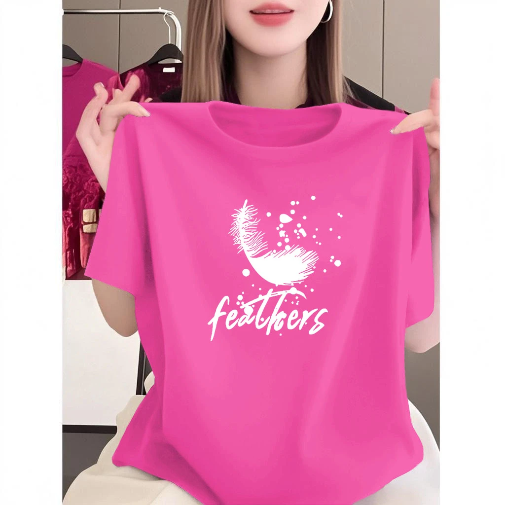 洋气设计感夏季圆领2025新款纯棉大码时尚显瘦T恤女短袖百搭上衣