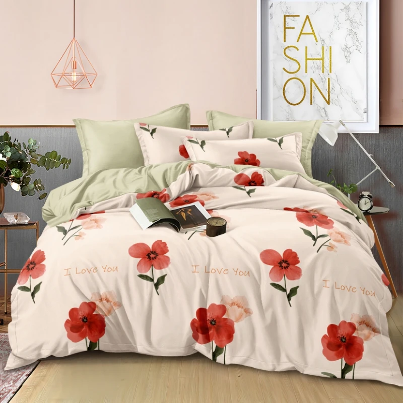 大版花色新款加厚磨毛亲肤柔软大被套-甜蜜爱语YBY