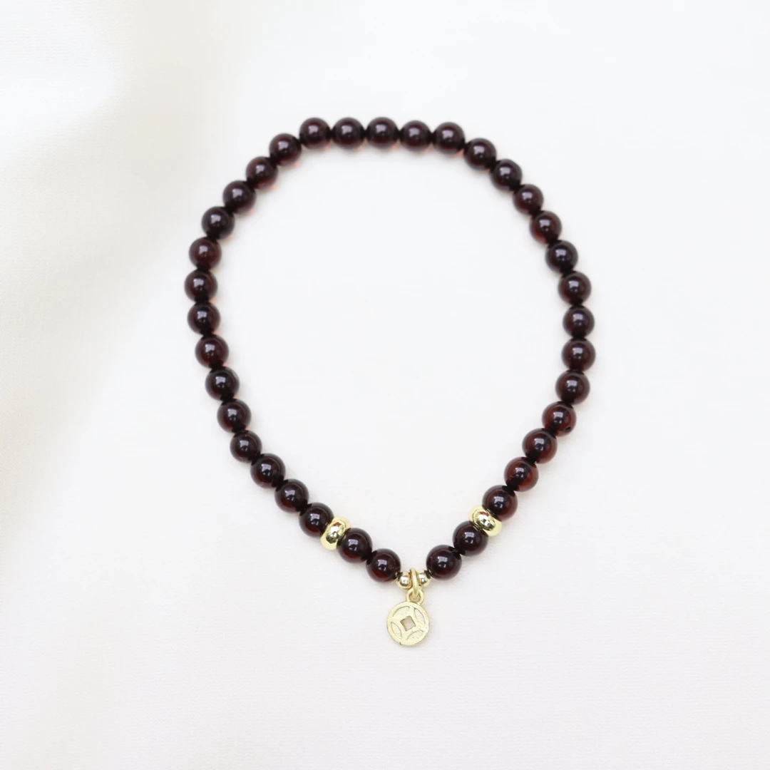 原创设计款天然琥珀血珀单圈时尚简约女款手串手链手饰4mm