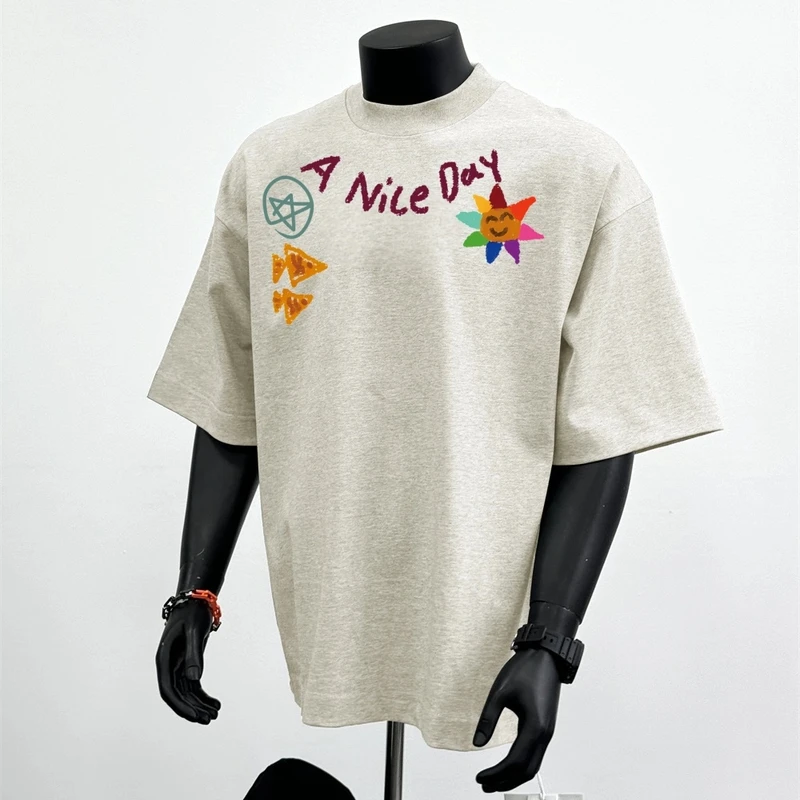 夏季新款高级感男装短袖男t恤纯棉印花t恤休闲宽松圆领打底衫男