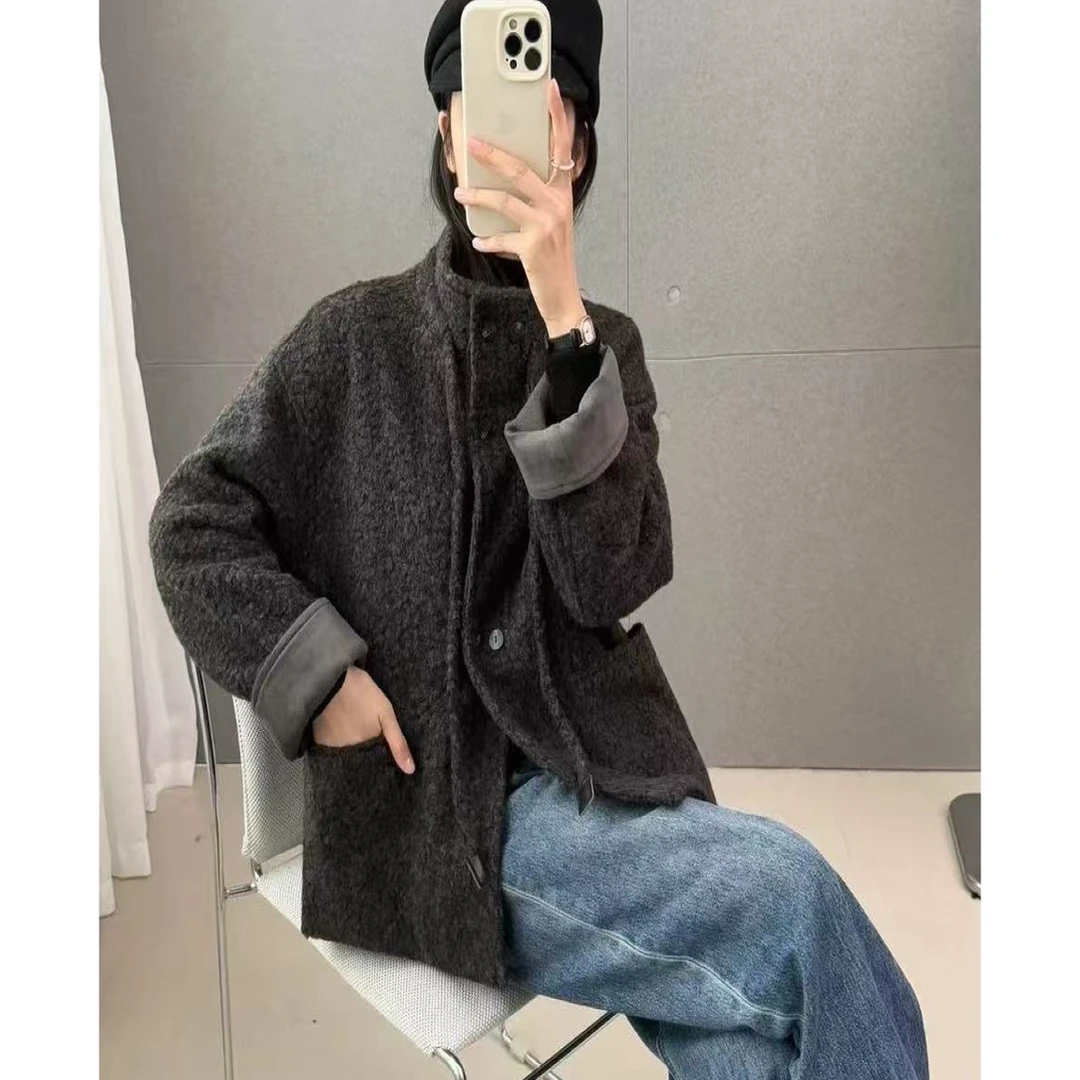 【800-900】百搭气质2025外套极简风宽松收腰加绒保暖女款时尚秋冬