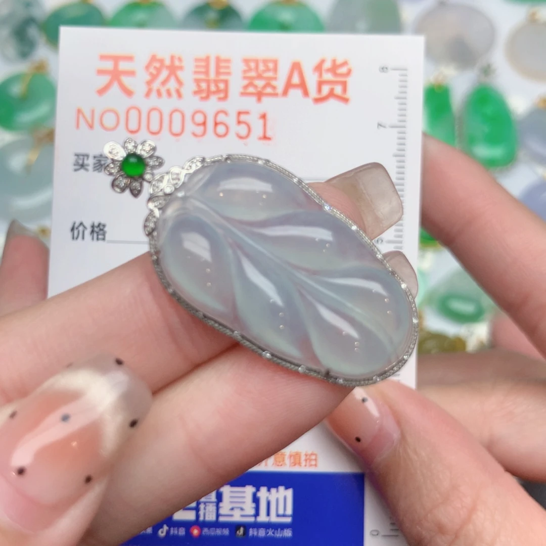 阿***烨翡翠18K金镶嵌颈饰叶子