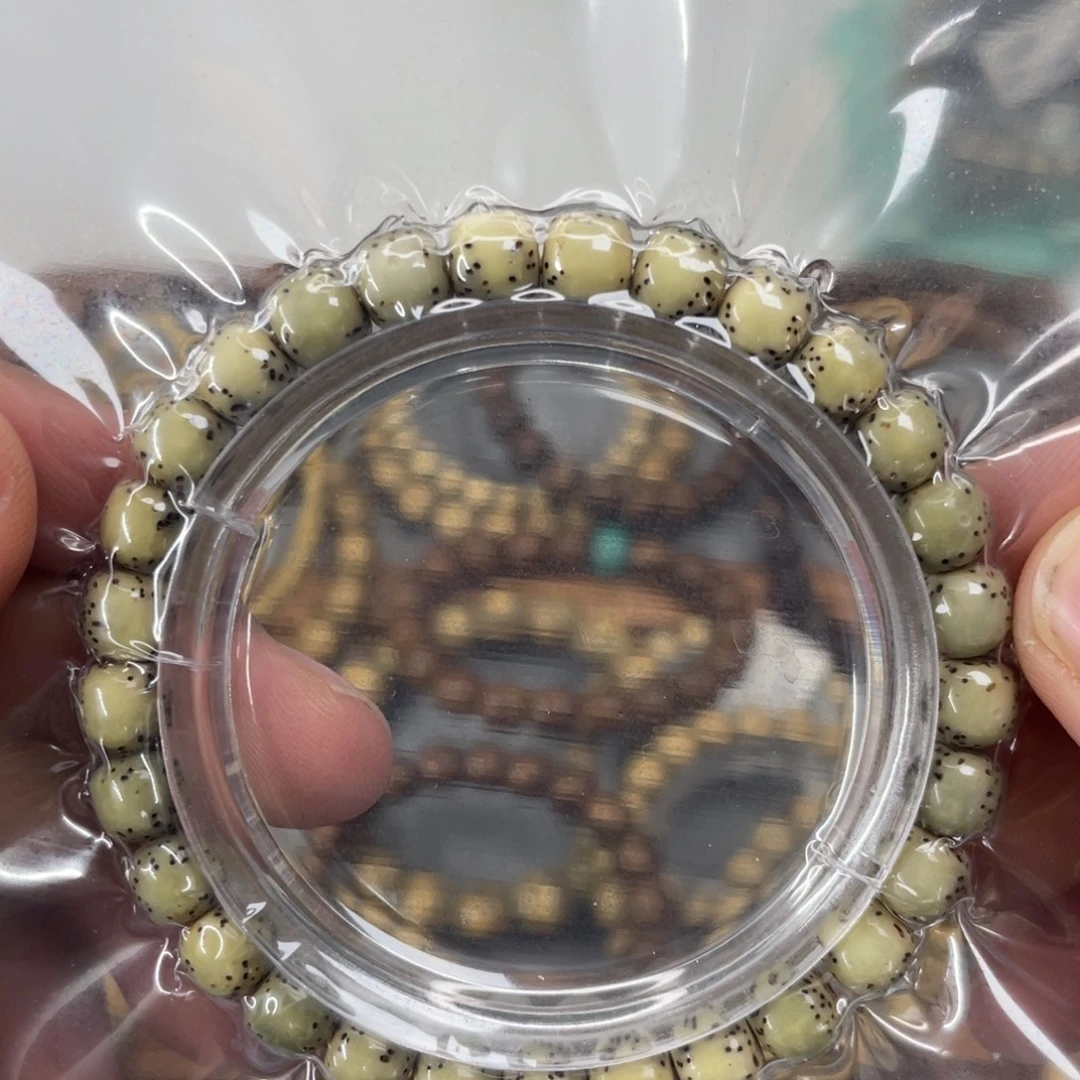 手串星月菩提8*7河豚大留白石玉料糯冰