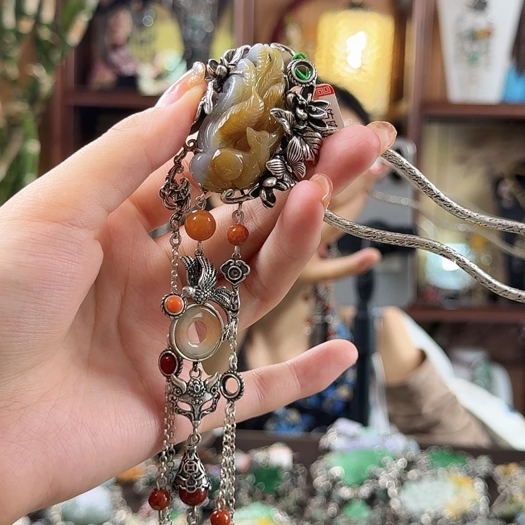 翡翠银S925镶嵌发饰