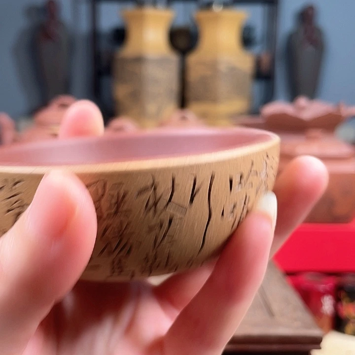 弘***）定风波粉浆茶碗正品